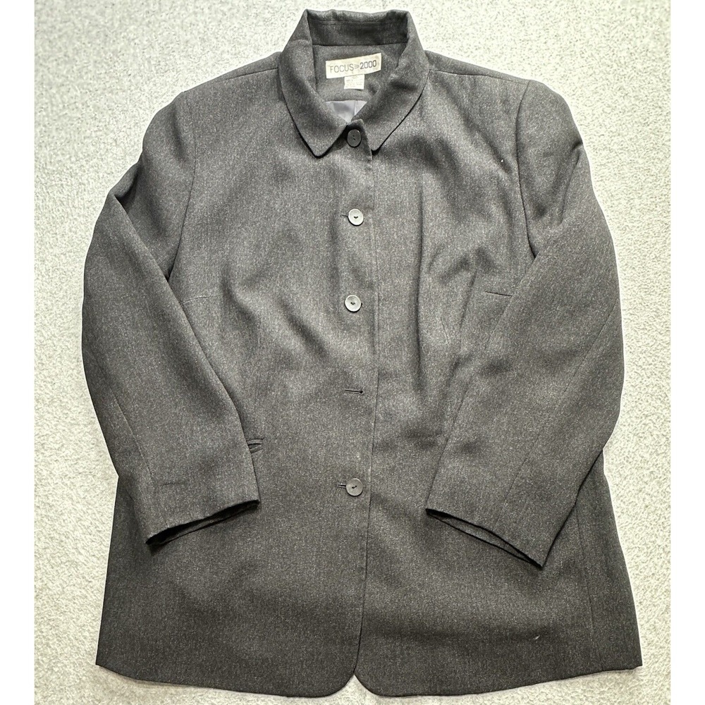 Focus 2000 Jacket Blazer Womens 16w Black Preppy Business Outdoors Casual Ladies